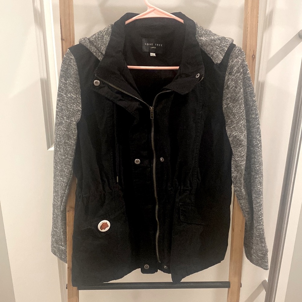 Tie waist two tone jacket